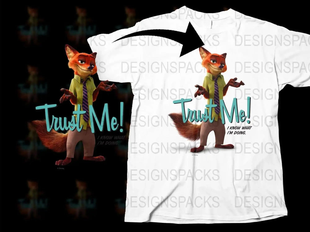 Trust Me Fox Graphic Tee, Animated Character T-Shirt, Unisex Adult and Kids Sizes, Cartoon Animal Shirt