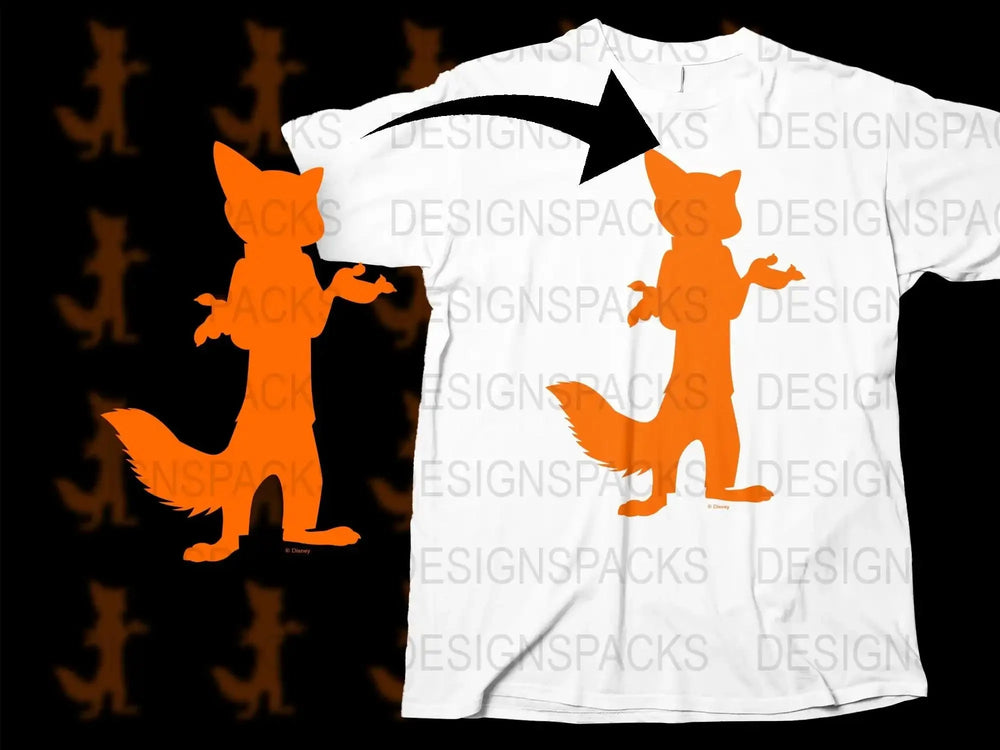 Fox Silhouette Graphic T-Shirt, Trendy Animal Design Tee, Unisex White Casual Shirt with Orange Foxes