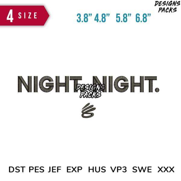 Night Night embroidery design in 4 sizes, DST PES JEF formats for instant download