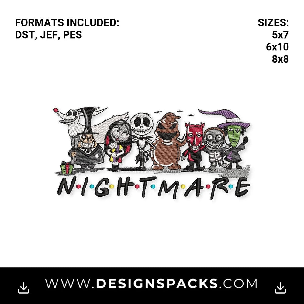 Nightmare Before Christmas Friends Embroidery Design - Instant digital download pattern at Designspacks.com