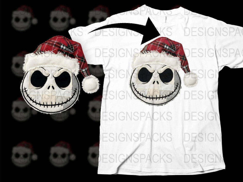 Festive Skull T-Shirt with Plaid Hat, Christmas Skeleton Tee, Holiday Apparel for Adults and Teens