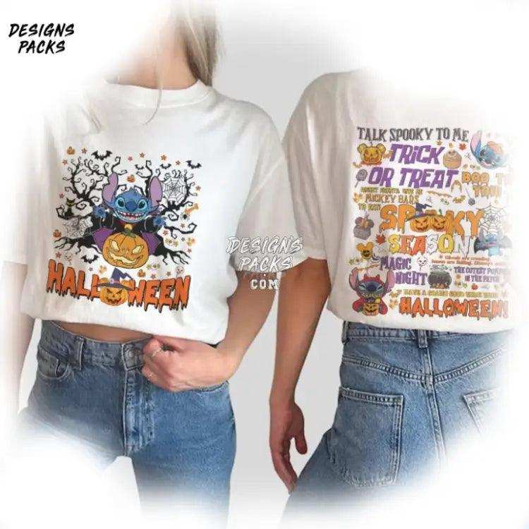 Nightmare On Main Street Stitch Fall Cartoon Two - Sided Land Halloween Png Design