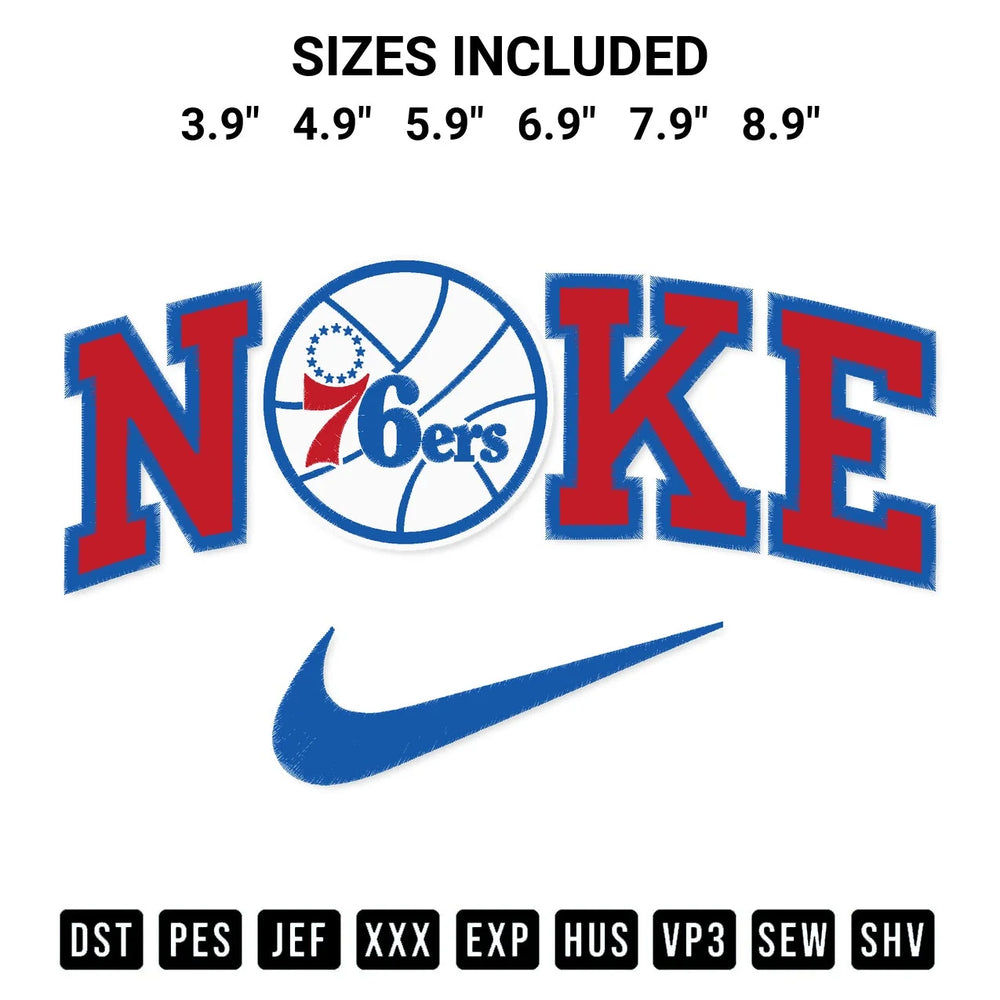 Nike Philadelphia 76Ers Embroidery Design