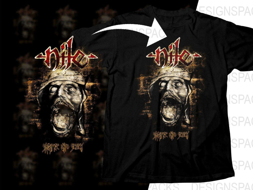 Nile Sacrifice Unto Sebek Graphic Art With Metallic Detail Png Halftone Digital Download