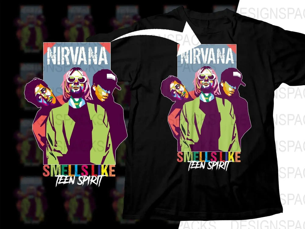 Nirvana Iconic Band Graphic Design Smells Like Spirit Png Design Digital Download