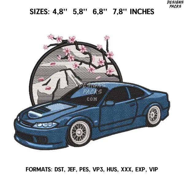 Nissan Silvia Embroidery design file. Japan sakura embroidery pattern. 4.8/ 5,8 /6,8 /7,8in. Digital design instant down