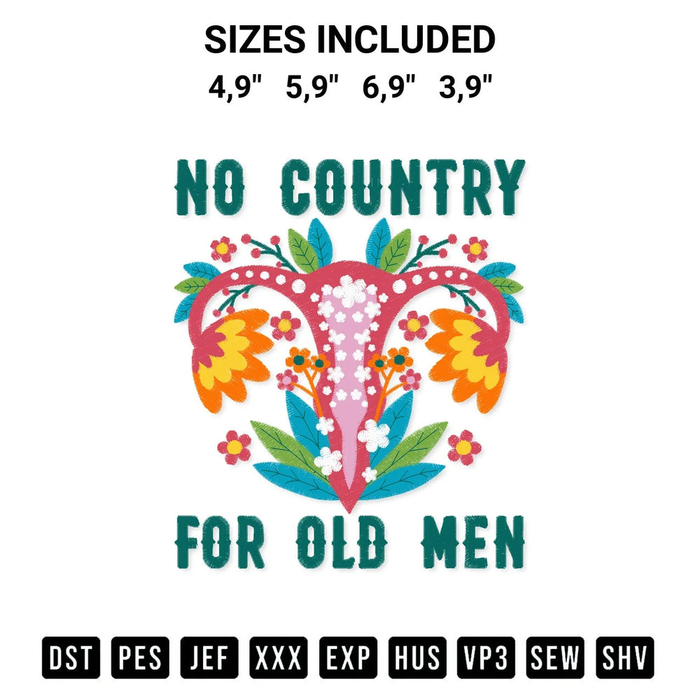 No Country For Old Men Women Power My Body My Rule Logo Embroidery Design