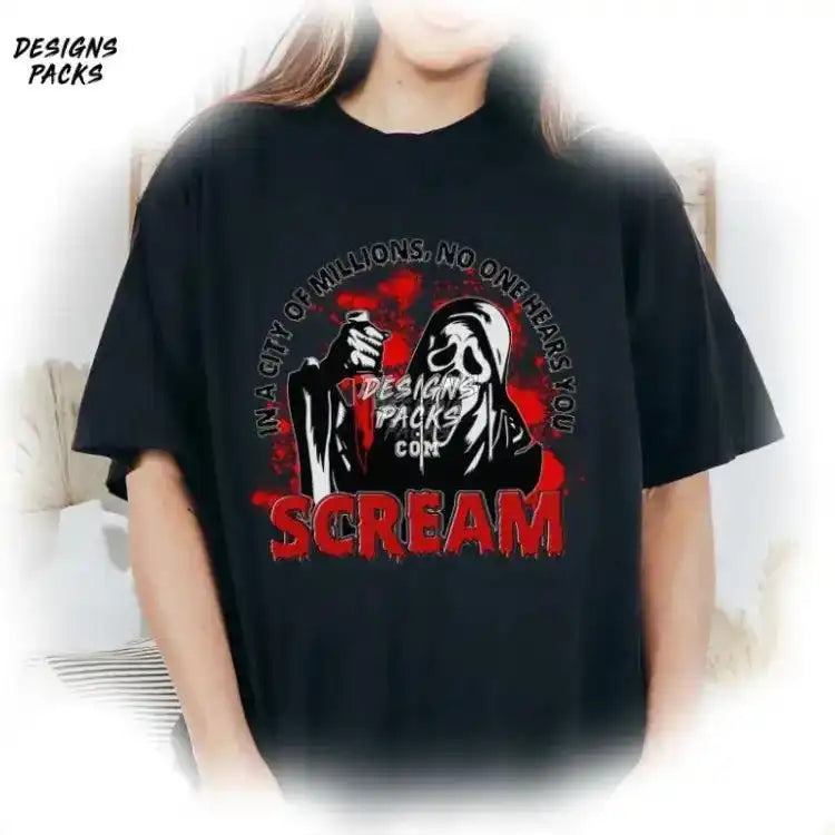 No One Hears You Scream Scary Movie Halloween Horror Png Design