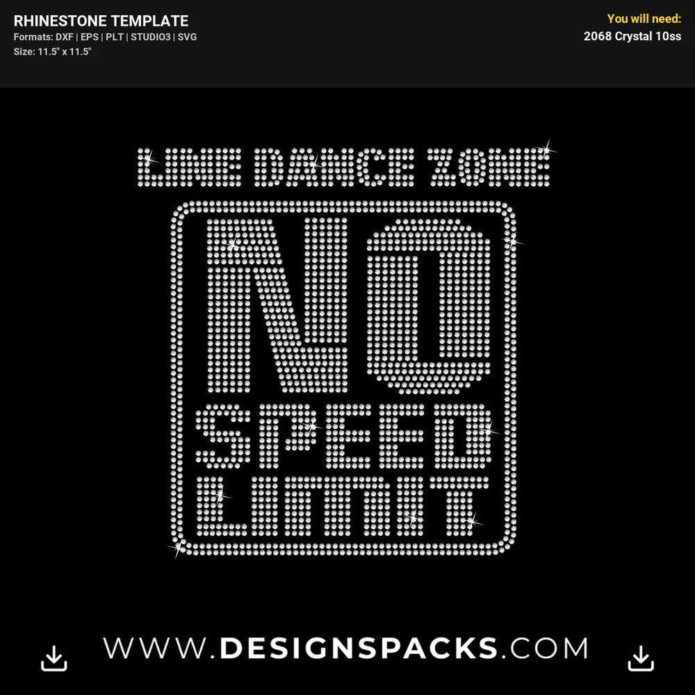 No Speed Limit Rhinestone Digital Template