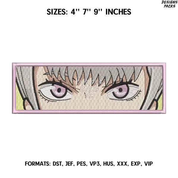 Noelle Eyes Embroidery Design File, Black Clover Anime Embroidery Design,.