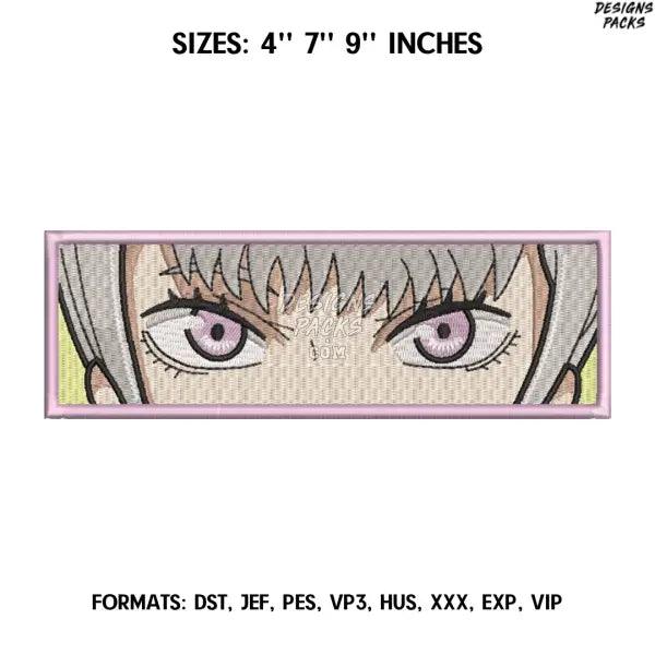 Noelle Eyes Embroidery Design File, Black Clover Anime Embroidery Design,.
