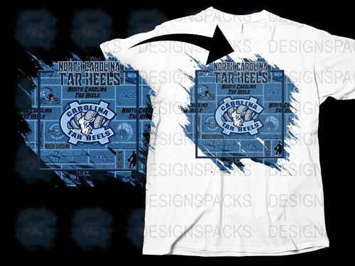 North Carolina Tar Heels T-Shirt, UNC Basketball Fan Apparel, College Sports Team Shirt, White and Blue Graphic Tee