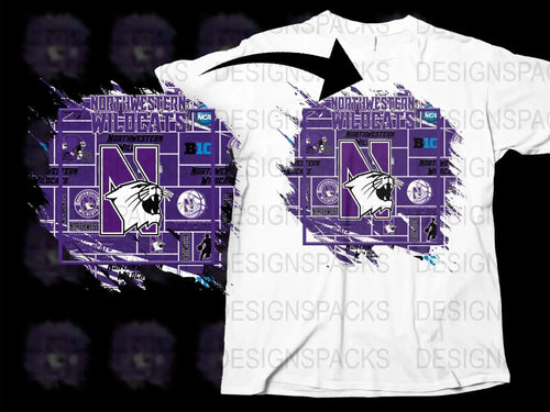 Northwestern Wildcats T-Shirt, NCAA White Graphic Tee, Men's Sports Apparel, Casual Fan Wear
