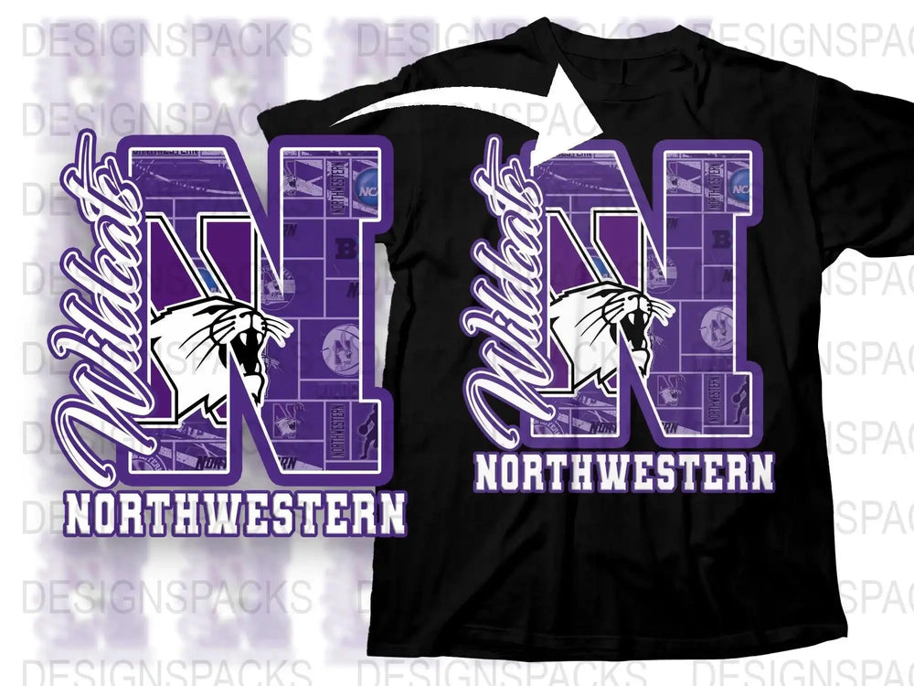 Northwestern Wildcat T-Shirt, Purple College Sports Tee, Unisex Adult Fashion, Game Day Apparel