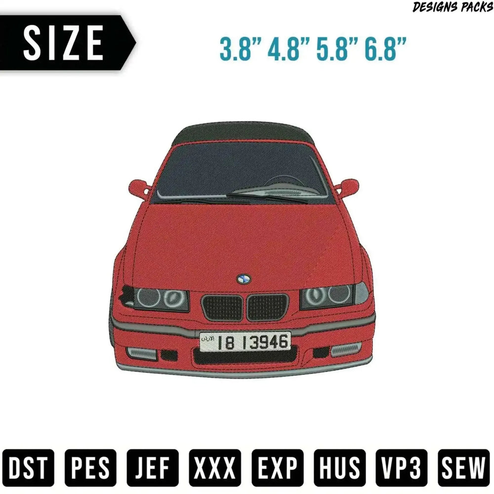 Nostalgic E36 Sportscar Embroidery Design
