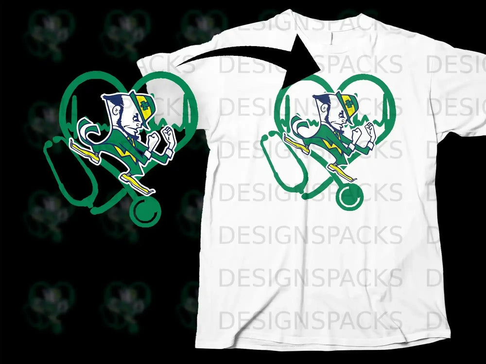 Fighting Irish Mascot Stethoscope Design T-Shirt