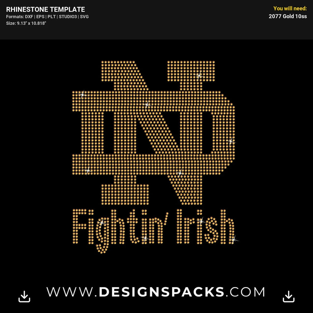 Notre Dame Fighting Irish Rhinestone Digital Template