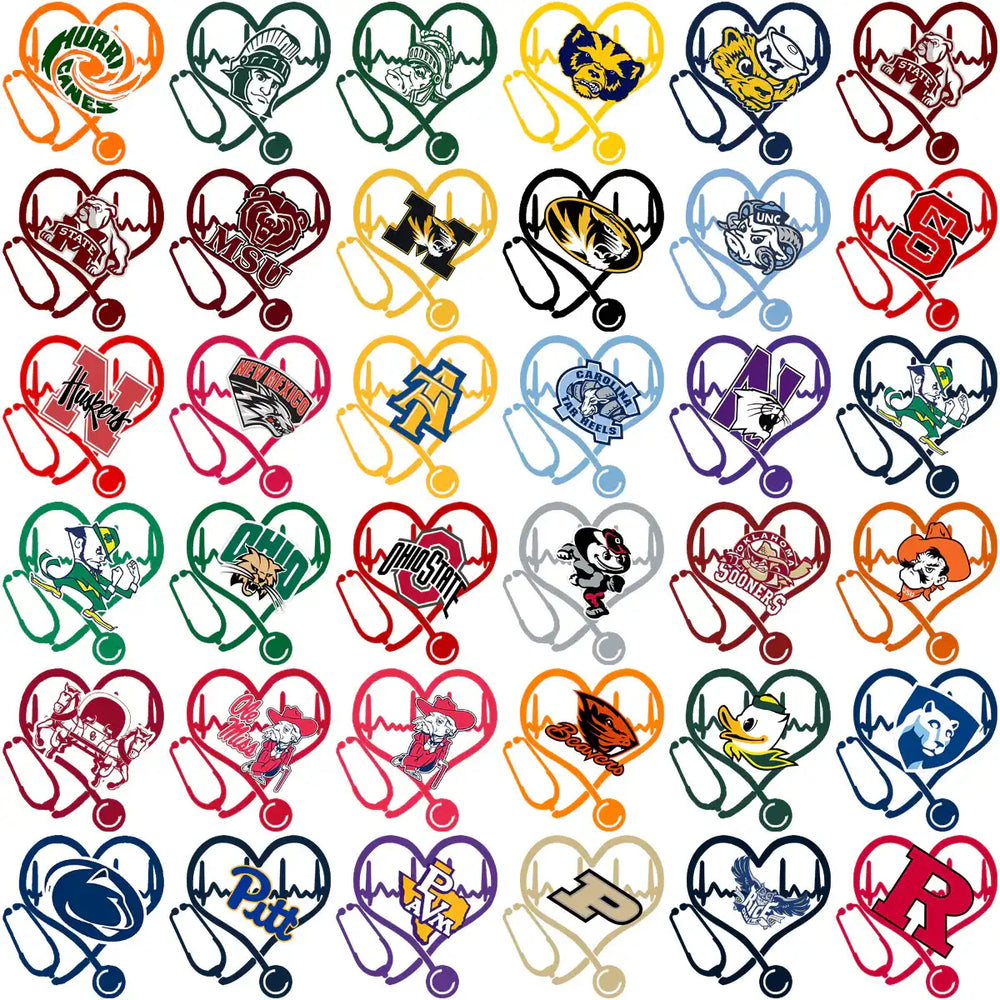 129 Love Heart Beat College Sports NCAA Teams Designs Bundle PNG