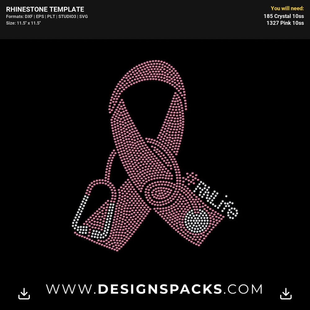 Nurse Pink Ribbon Rhinestone Digital Template