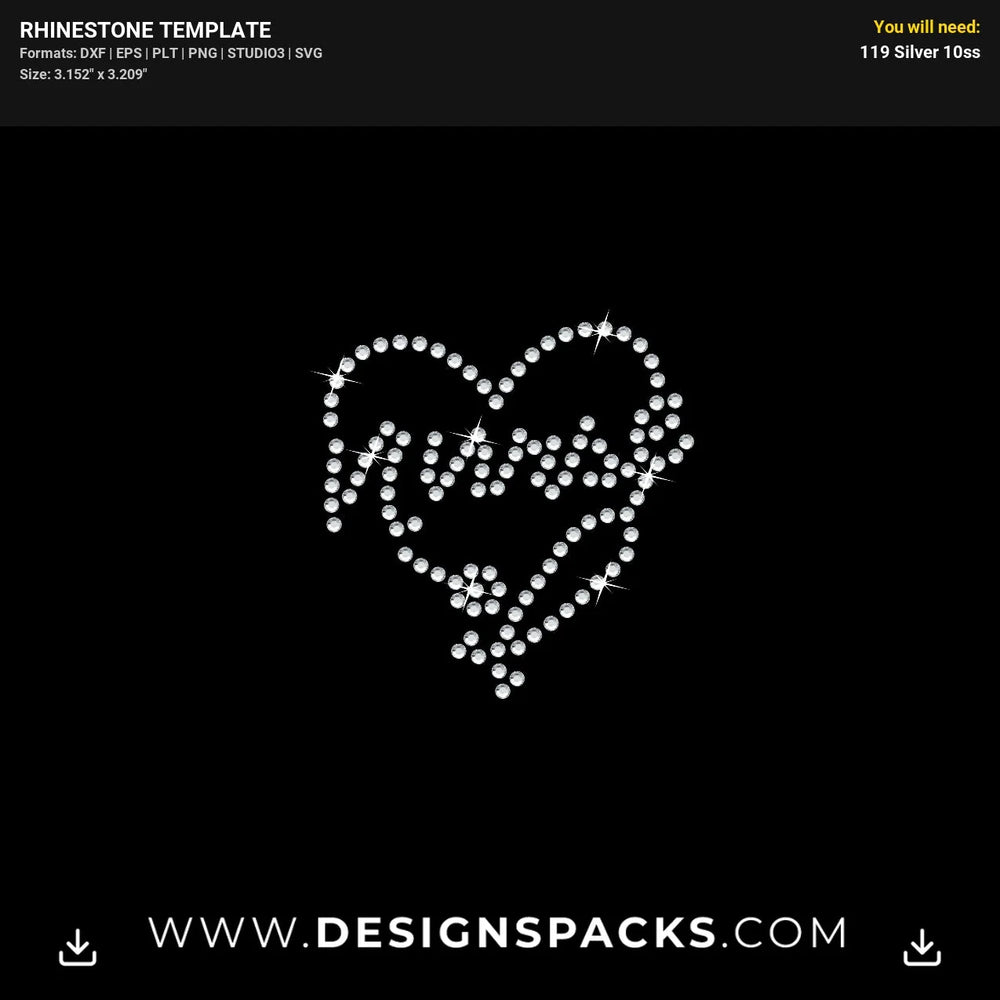 Nurse Stethoscope Heart Rhinestone Digital Template
