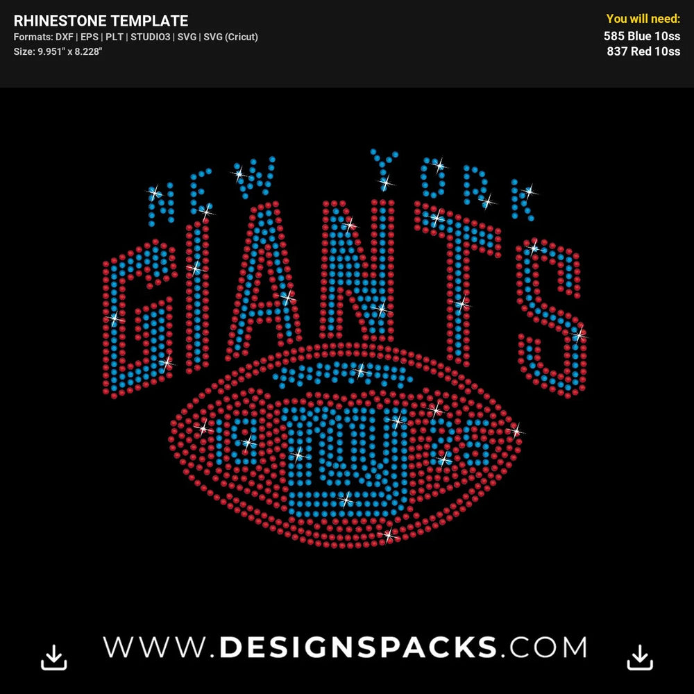 NY Giants 1925 Football Rhinestone Digital Template