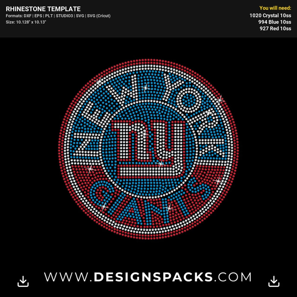 NY Giants Circle Logo Rhinestone Digital Template