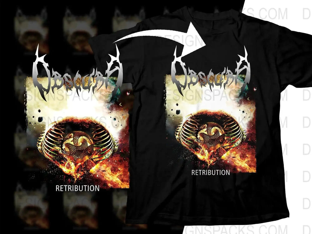 Obscura Retribution Dynamic Fire and Skull Rock Rocked Png Halftone Digital Download