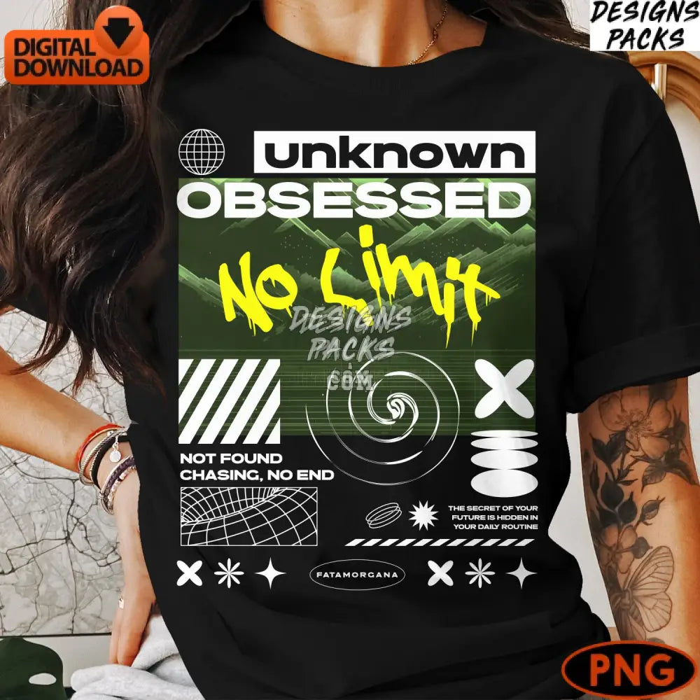 Obsessed No Limit Street Art Style Digital Png Instant Download Urban Grunge Aesthetic Modern