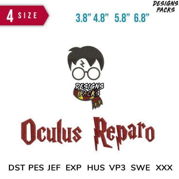 Oculus Reparo embroidery design with Harry Potter theme, available in multiple sizes and formats