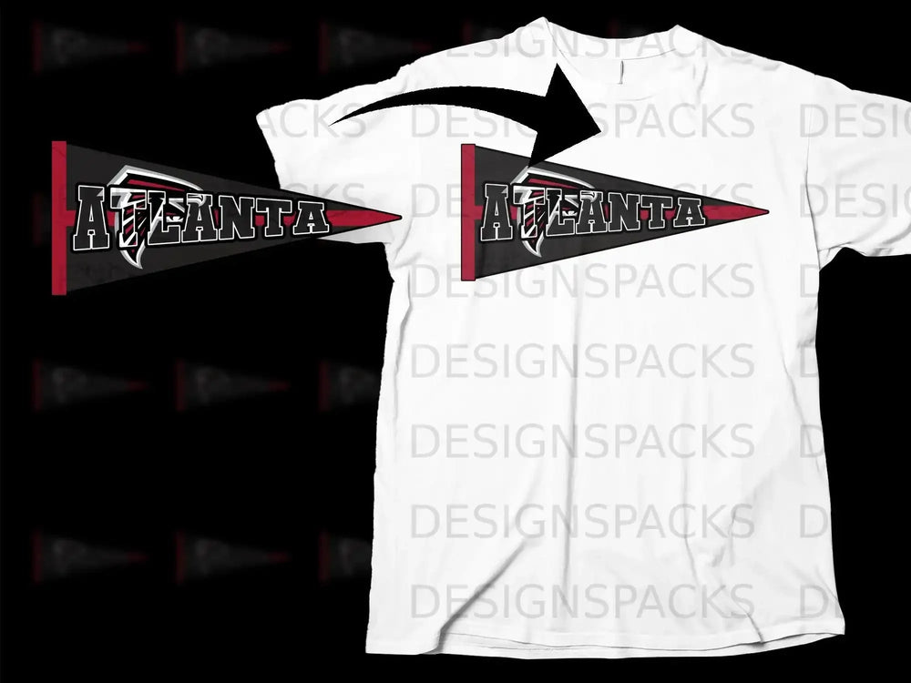 Atlanta Football Pennant Graphic Design T-Shirt
