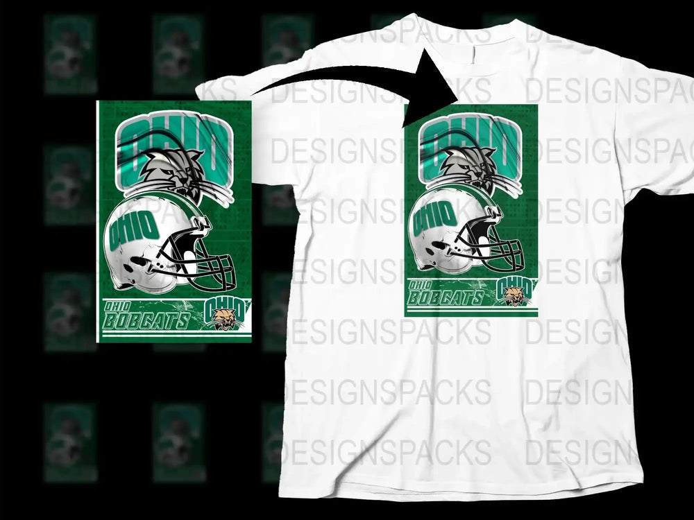Ohio Bobcats Football T-Shirt, College Team Graphic Tee, Sports Fan Apparel, White Cotton Shirt