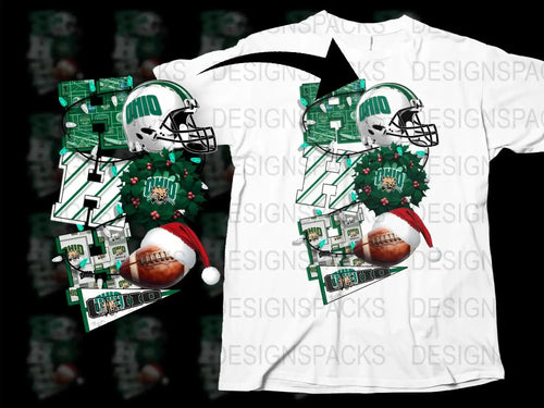 Ohio Football Christmas T-Shirt, Holiday Sports Tee, Festive Santa Hat Helmet Design, Unisex Adult Fashion