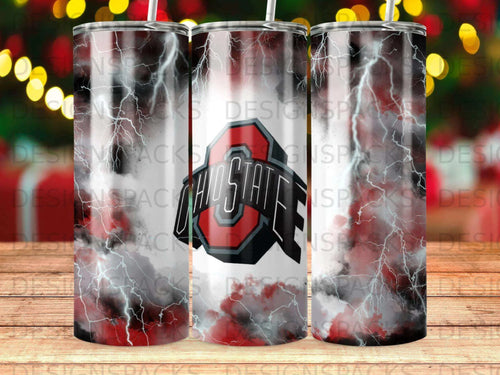 Ohio State Lightning Clouds Tumbler Digital Wrap Design