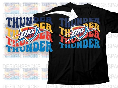 Oklahoma City Thunder Inspired T-Shirt, Basketball Fan Apparel, Sports Team Logo, Unisex Black Tee