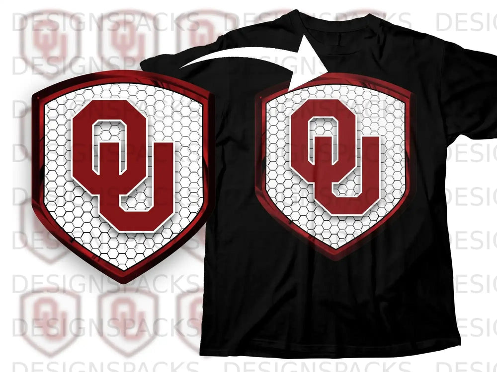 OU Shield Design on Black T-Shirt Custom Apparel