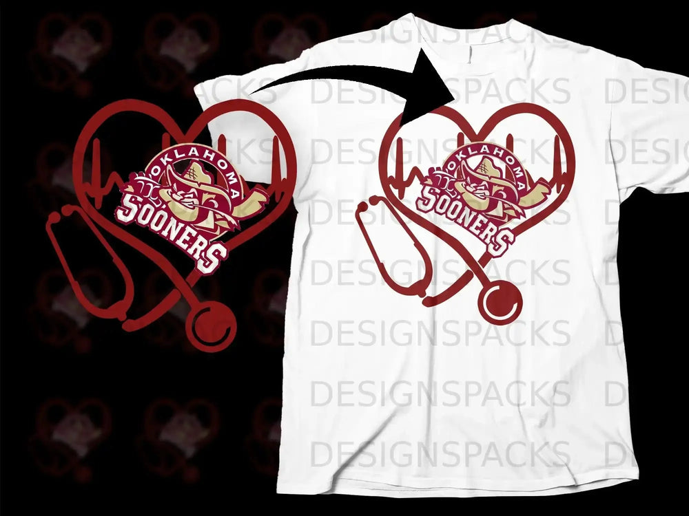 Oklahoma Sooners Heartbeat Design T-shirt