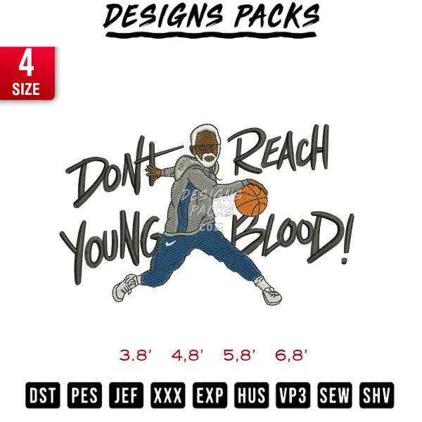 Oldman baskettball Embroidery Design 