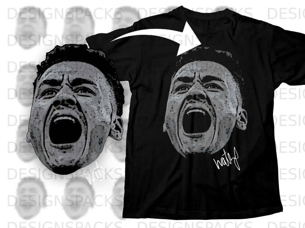 Face Scream Graphic Black T-Shirt with Signature Design