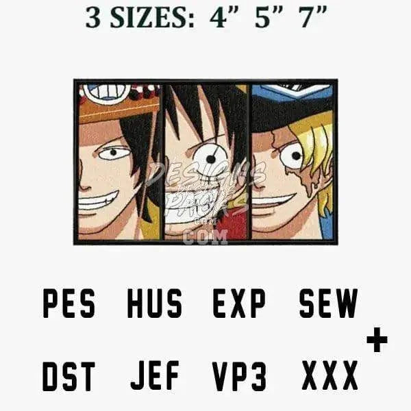 One Piece Luffy Anime Embroidery Design
