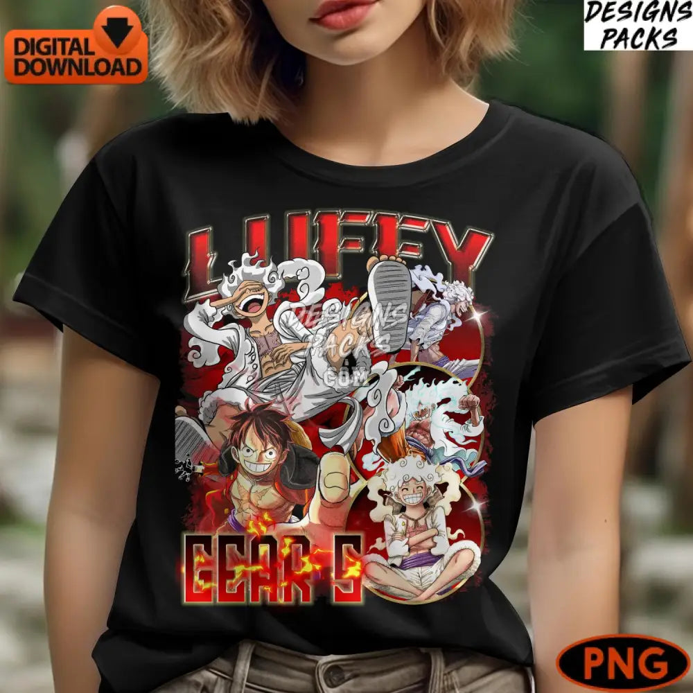 One Piece Luffy Gear Anime Digital Art Instant Download Colorful Manga Character