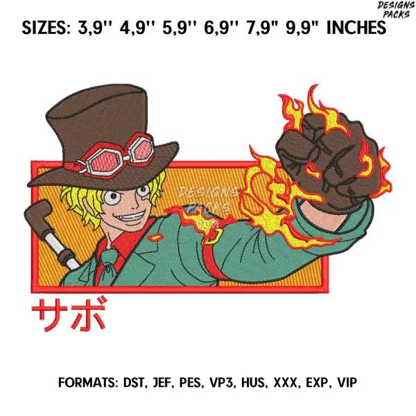One Piece Sabo Embroidery Design File, One Piece Anime Embroidery Design, Nike Machine embroidery file. Anime Design Pes