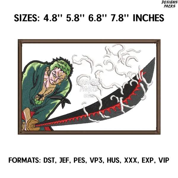 One Piece Zoro Embroidery Design File, One Piece Anime Embroidery Design, Machine Embroidery File. Zoro Roronoa Design