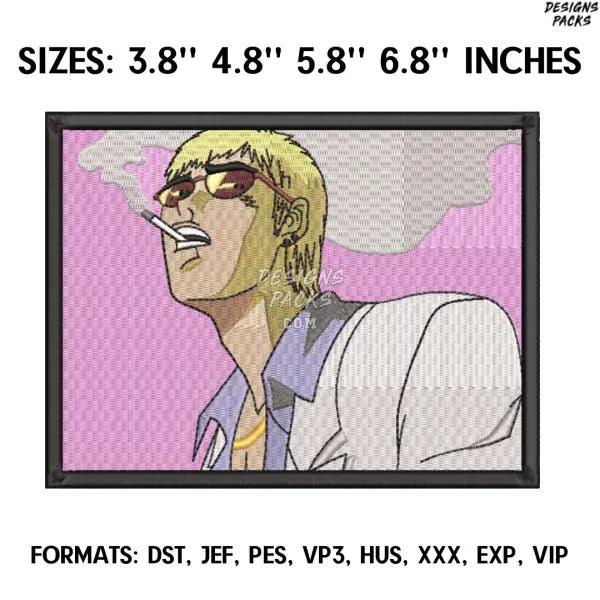 Onizuka Embroidery Design File,  GreatTeacher Onizuka Anime Embroidery Design, Machine embroidery, Anime Pes Design
