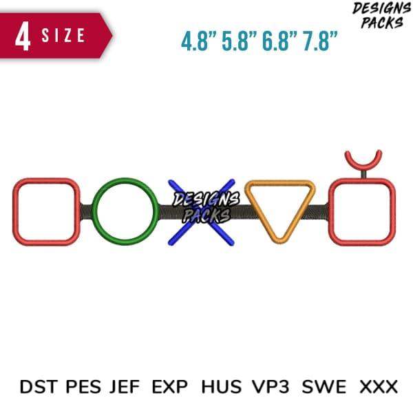 Embroidery design pack with 4 sizes, shapes in DST PES JEF formats for instant download