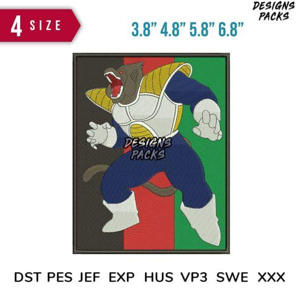 Dragon Ball Z Vegeta embroidery design in 4 sizes, compatible with DST PES JEF formats for instant download
