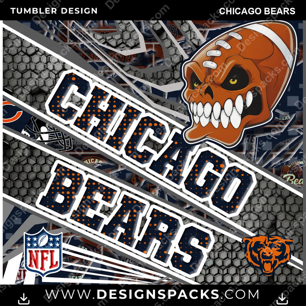 Football Angry Sports Chicago Bears NFL Football Tumbler Digital Wrap Design Download