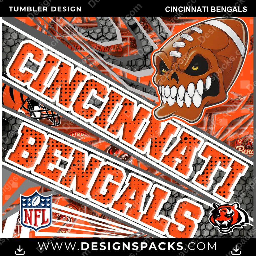 Football Angry Sports Cincinnati Bengals NFL Football Tumbler Digital Wrap Design Download