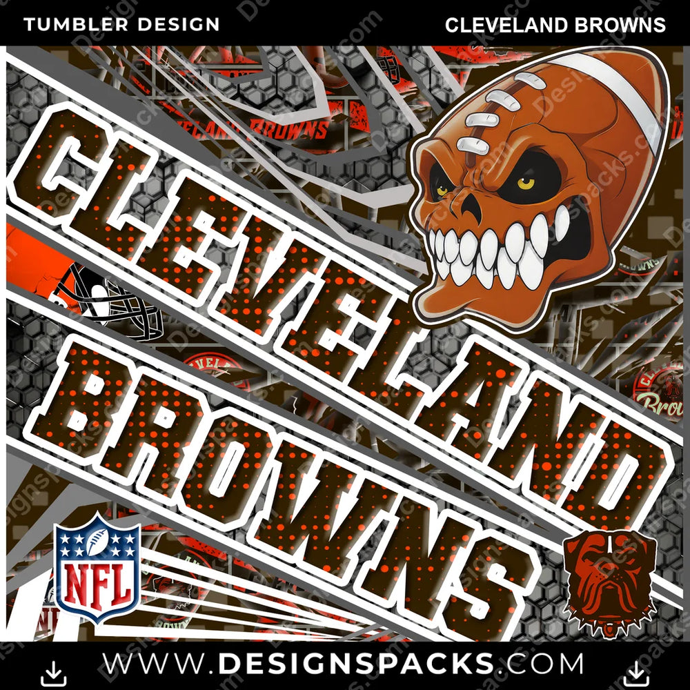 Football Angry Sports Cleveland Browns NFL Football Tumbler Digital Wrap Design Download