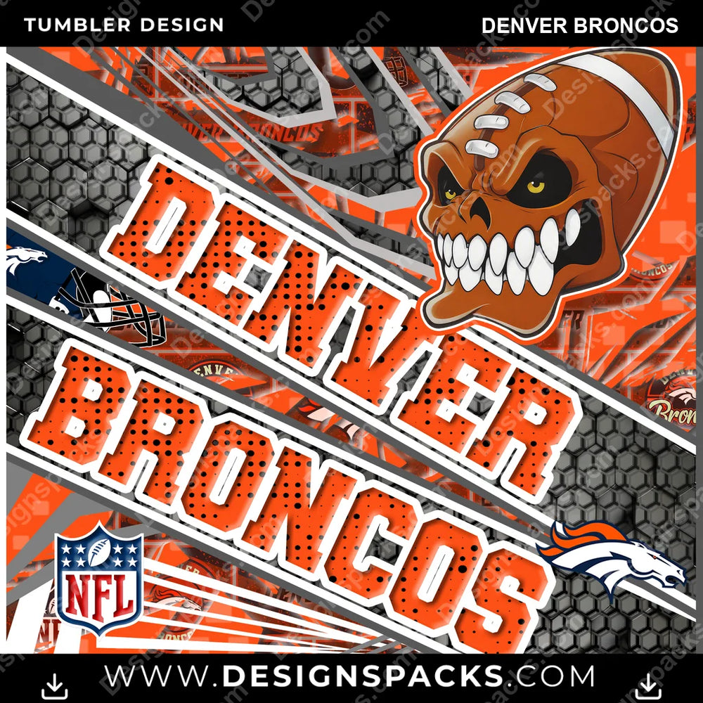 Football Angry Sports Denver Broncos NFL Football Tumbler Digital Wrap Design Download