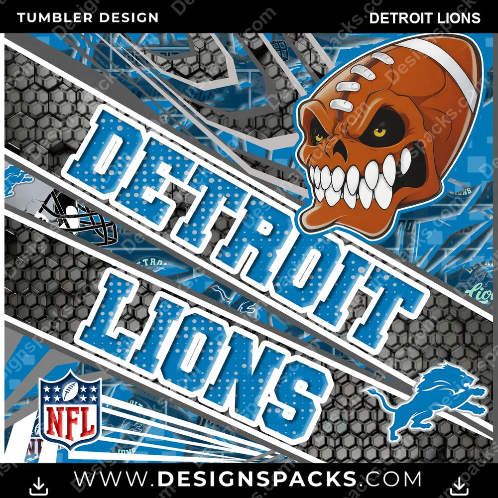 Football Angry Sports Detroit Lions NFL Football Tumbler Digital Wrap Design Download